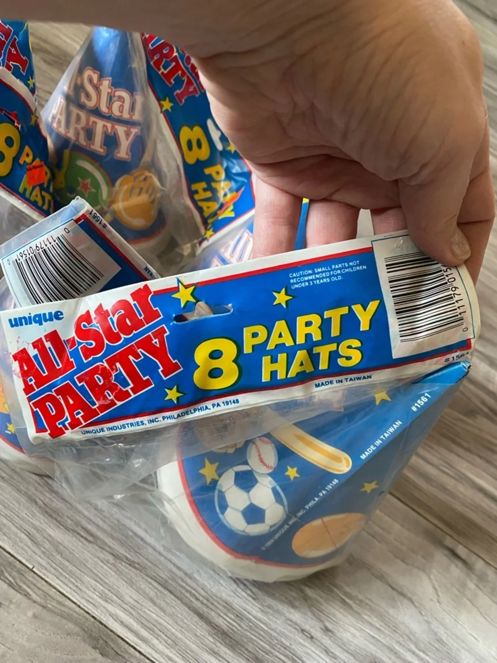 Set Of 7 Unopened Sports Themed Party Hats Total 56 Vintage 1987 90s 80s Retro